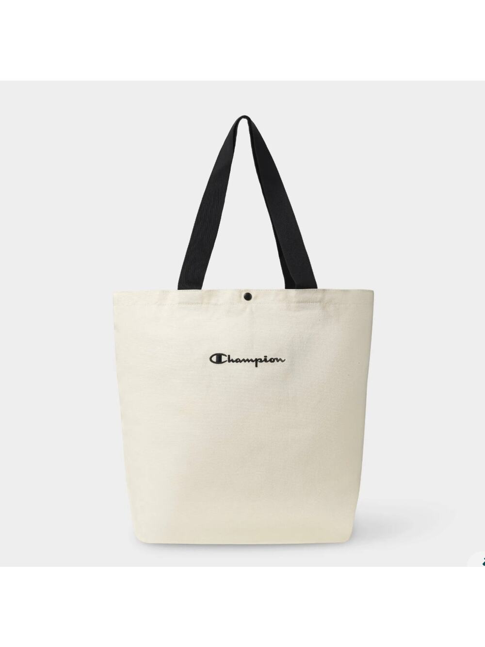 Champion Embroidered Logo Canvas Tote Bag in Cream w/ Handles Inside Pocket NWT